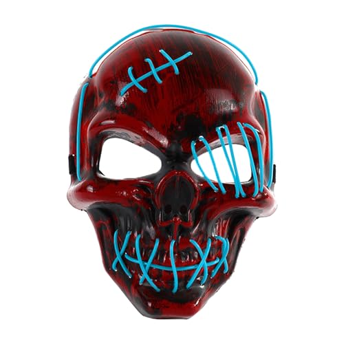 Fycakly Halloween Masken LED Licht Up Scary Für Halloween Festival Cosplay Maskerade Karneval Party (Light Blue, 24x18x9cm) von Fycakly