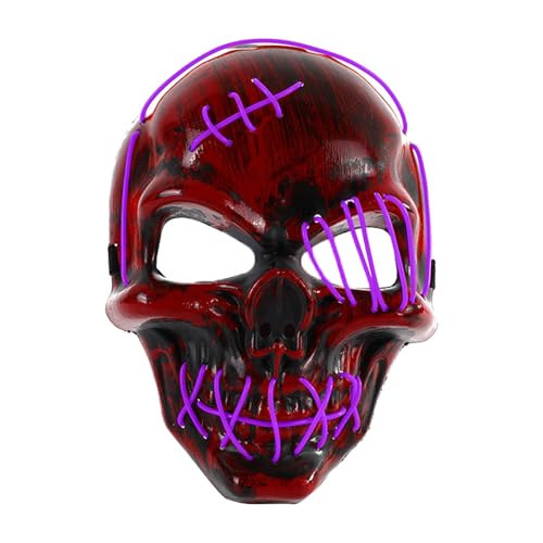Fycakly Halloween Masken LED Licht Up Scary Für Halloween Festival Cosplay Maskerade Karneval Party (Purple, 24x18x9cm) von Fycakly