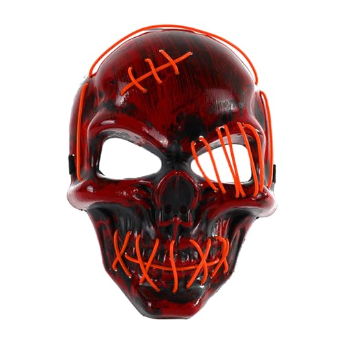 Fycakly Halloween Masken LED Licht Up Scary Für Halloween Festival Cosplay Maskerade Karneval Party (Red, 24x18x9cm) von Fycakly