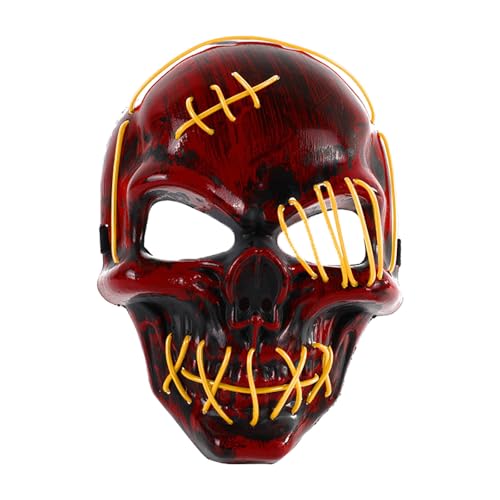 Fycakly Halloween Masken LED Licht Up Scary Für Halloween Festival Cosplay Maskerade Karneval Party (Yellow, 24x18x9cm) von Fycakly