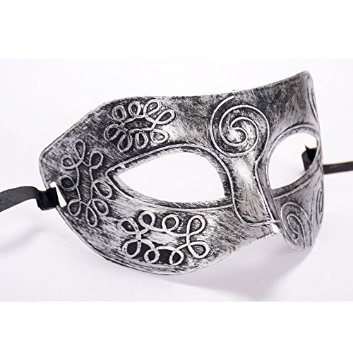 Fycakly Halloween Masken Römische Retro-Silber-Maskerade-Gesichtsbehandlung – Halloween-Party-Masken-Heimdekoration (As shown, One Size) von Fycakly