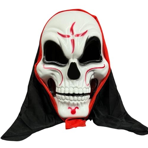 Fycakly Halloween Skeleton Halloween Kopfbedeckung Gesicht Make-Up Party Cospaly Requisiten (White, 19.5cm) von Fycakly