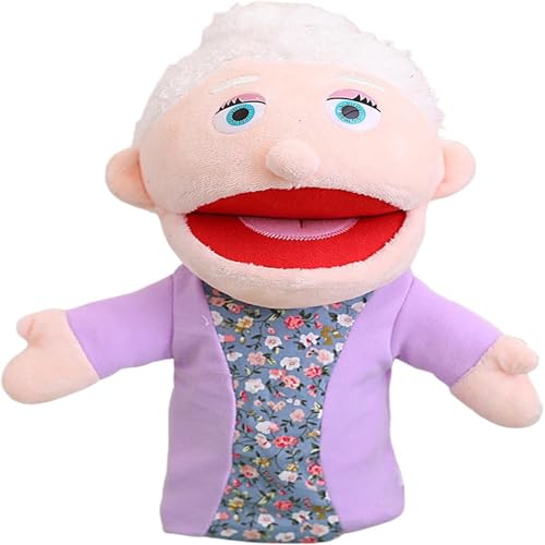 Fycakly Handpuppe für die Schule, zu Hause, interaktive Shows, Puppen, Rollenspiele, Spielzeugpuppen mit beweglichem Mund für Kinder Jugendliche ​​ Plüschtier Hund Katze​​ (Purple, 30cm) von Fycakly