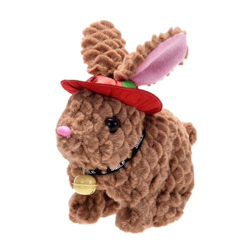 Fycakly Hasenmütze aus Kunstlammwolle mit Springen und Geräuschen, interaktives elektronisches Spielzeug für Kinder und ​​ Tier Kuscheltiere weich​​ (A, One Size) von Fycakly