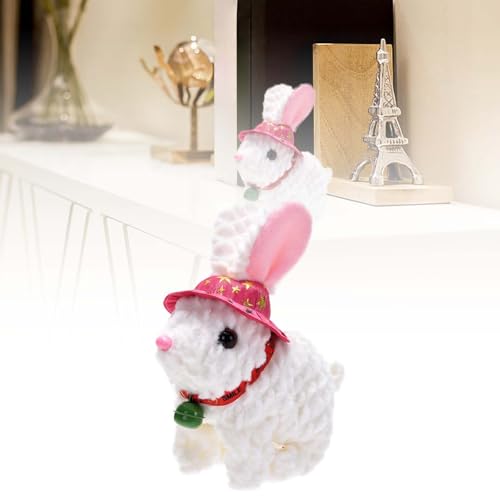 Fycakly Hasenmütze aus Kunstlammwolle mit Springen und Geräuschen, interaktives elektronisches Spielzeug für Kinder und ​​ Tier Kuscheltiere weich​​ (C, One Size) von Fycakly