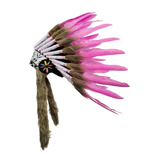 Fycakly Hochzeit Accessoires Indischer Hut, dekorativer Federkopfschmuck für Bühnenauftritte, Festivals, Halloween (43x30 cm) von Fycakly