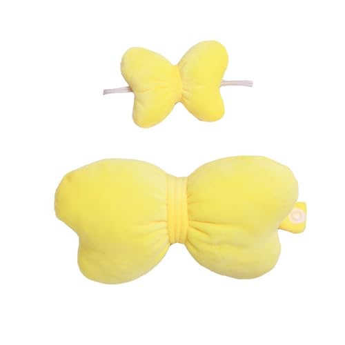 Fycakly Katzen-Puppenoutfit-Accessoires mit großer Schleife | Entzückendes Doppelschleifen-Set für süßes Puppen-Styling ​​ Miniatur Puppenset​​ (Yellow, One Size) von Fycakly