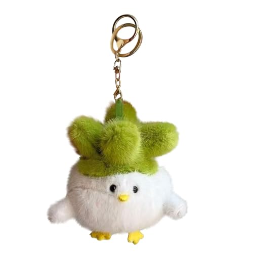 Fycakly Knoblauch Vogel sprechen Puppe Spielzeug lustig und Puppe Schlüsselanhänger Tasche Ornament Anhänger Plüschtiere (White, 11cm) von Fycakly