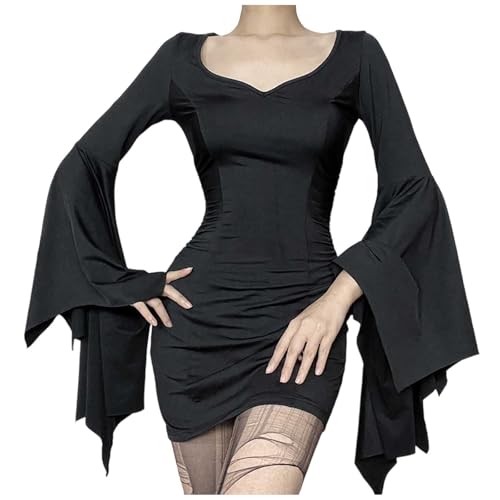 Fycakly Kostüm Halloween Damen Halloween Gothic Dark Style Schlankheitskurzes Kleid mit Fledermausärmeln Fycakly Kostüm Halloween Damen Halloween Gothic Dark Style Schlankheitskurzes Kleid mit Fledermausärmeln von Fycakly