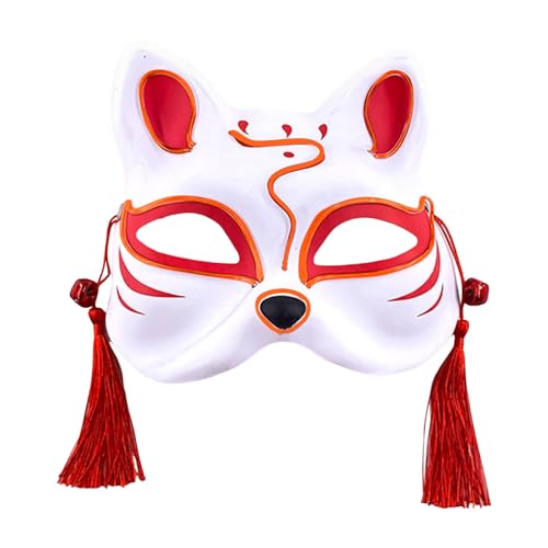 Fycakly Lustige Masken Halloween Tierkostüm Partyzubehör Süßes Cosplay Halbgesichtsmaske im japanischen Stil (Orange, 20x15x7cm) von Fycakly
