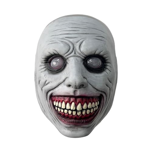 Fycakly Maske Halloween Herren Gruseliges Halloween für Erwachsene und Jugendliche, realistisches Gesicht, Kostümzubehör für Indoor-Outdoor-Partys, Cosplay (Grey, 22X18cm) von Fycakly