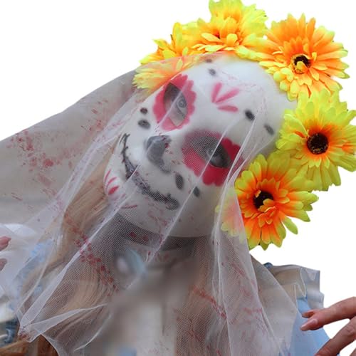 Fycakly Maske Halloween Herren der Halloween Make-up-Partys Gruselige erschreckende Cosplay Lustige Kopfbedeckung Gesicht Requisiten (Yellow, 28cm) von Fycakly