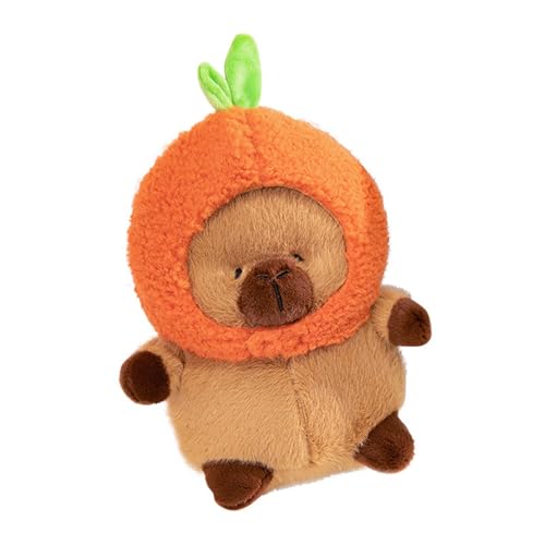 Fycakly Orange abnehmbare Hut Puppe Capybara Puppe für Mädchen ​​ Stofftiere weich waschbar​​ (Orange, 32cm) von Fycakly