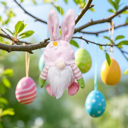 Fycakly Osterhase GNOME Schreibtisch entzückende Cartoon Puppe für Festliche Ferien Szene Dekoration ​​ Kuscheltiere Baby Geschenk​​ (D, 17cm) von Fycakly