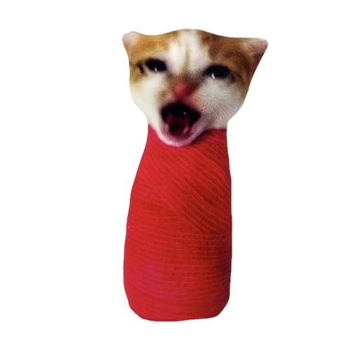 Fycakly Plüschtier Katze, Kuscheltier, süßes Kätzchen, Plüschtier für Kinder, für drinnen und draußen, Kinder ab 3 Jahren ​​ Große Plüschtiere Mädchen​​ (Red, 25cm) von Fycakly