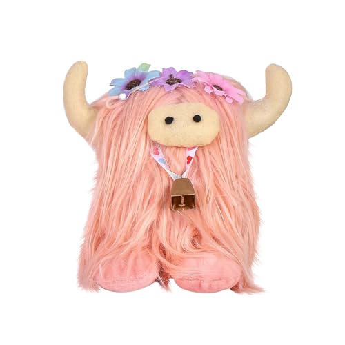 Fycakly Schottische Rinder Lange Haare Kuh Puppe Simulation Blume Lange Verlustbehaftete Kuh Puppe Dekoration Spielzeug ​​ Baby Kuscheltier Jungen​​ (20x19x12cm) von Fycakly