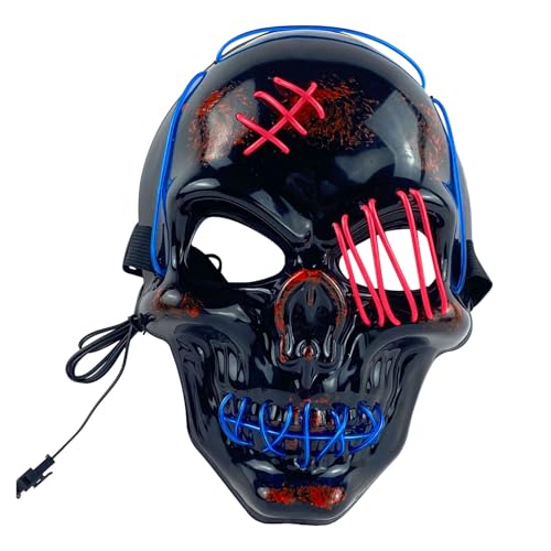 Fycakly Silikon Maske Männer LED Licht Up Scary Für Halloween Festival Cosplay Maskerade Karneval Party (24x18x9cm) von Fycakly