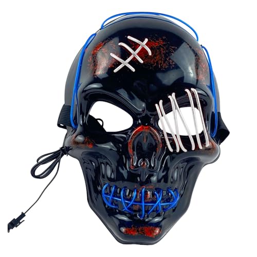 Fycakly Silikon Maske Männer LED Licht Up Scary Für Halloween Festival Cosplay Maskerade Karneval Party (White, 24x18x9cm) von Fycakly