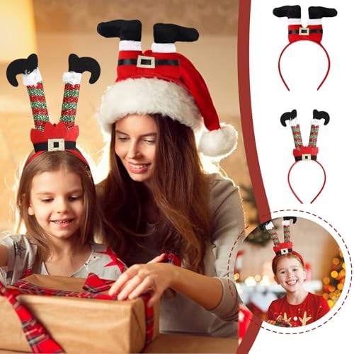 Fycakly Spangen Haare Weihnachts-Stirnband, Weihnachtsmütze, Haar-Accessoires, Weihnachtsmann-Stirnband, verkehrt herum, Urlaub, Party, Anzieh-Haar-Accessoires (Red, One Size) von Fycakly