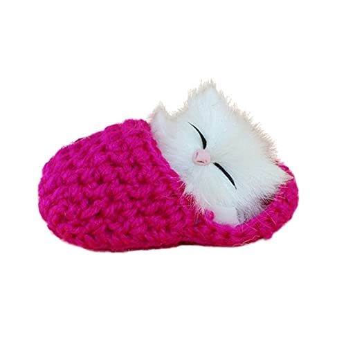 Fycakly Süße schlafende Katze Hausschuhe klingende Simulation Plüschtier Dekor Kinder Geschenk Puppen & Stofftiere ​​ Plüschtier Hund Katze​​ (One Size) von Fycakly