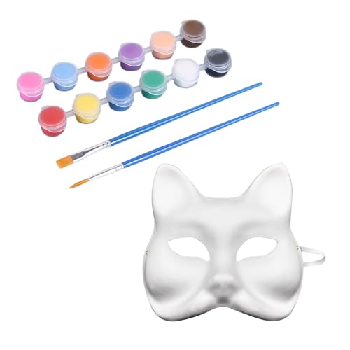 Fycakly Totenkopf Maske Halloween DIY Halloween für Kinder Erwachsene weißes Tier handbemaltes Gesicht Tier Party Cosplay Kostüm 10 Stück ein Set Pigmentstifte 3ml (White, 18X17.5CM) von Fycakly
