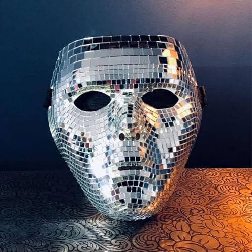 Fycakly Totenkopf Maske Kinder Setzen Sie an diesem Halloween ein Statement mit unserem Disco-Glitzer und heben Sie sich von der Masse ab (Silver, 21x21x10cm) von Fycakly