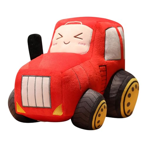 Fycakly Traktorspielzeug, weicher Traktor, Spielzeug, Traktorkissen, Spielzeug, Tier-Cartoon-Puppe, Dekoration, Sofakissen, Kissen, Auto, süßer Traktor ​​ Plüschtier Hund Katze​​ (Red, A) von Fycakly