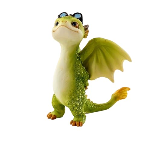 Grüne Dinosaurier Puppe Niedlichen Cartoon Ornamente Harz Simulation Tier Schreibtisch Gadgets (A, 9X8CM) von Fycakly