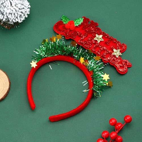 Hair Clips Fröhliche Weihnachts-Stirnbänder, süße Haarbänder mit Weihnachtsdesign, grüner Glitzer-Haarreif, Weihnachtsparty-Kostüm, Kopfbedeckung, Haarreifen, Haar-Accessoires für (Red, 22x20x1cm) Hair Clips Fröhliche Weihnachts-Stirnbänder, süße Haarbänder mit Weihnachtsdesign, grüner Glitzer-Haarreif, Weihnachtsparty-Kostüm, Kopfbedeckung, Haarreifen, Haar-Accessoires für (Red, 22x20x1cm) von Fycakly