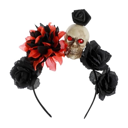 Halloween Haarklammer „ Schwarzes Skelett-Stirnband und Halsketten-Set für Halloween-Kostümparty-Accessoires für Cosplay und festliche Feiern“ von Fycakly