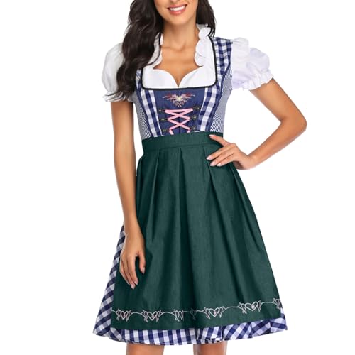 Halloween Kostüm Frauen Deutsches Kleid für Damen in Übergröße, mit eckigem Ausschnitt, Schürze, Oktoberfest-Biermädchen-Kostüm Halloween Kostüm Frauen Deutsches Kleid für Damen in Übergröße, mit eckigem Ausschnitt, Schürze, Oktoberfest-Biermädchen-Kostüm von Fycakly