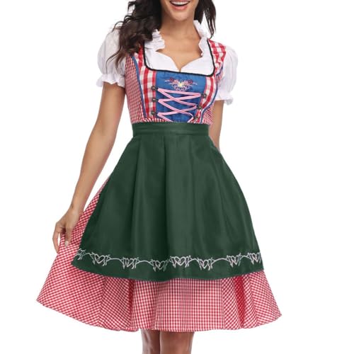Halloween Kostüm Frauen Deutsches Kleid für Damen in Übergröße, mit eckigem Ausschnitt, Schürze, Oktoberfest-Biermädchen-Kostüm Halloween Kostüm Frauen Deutsches Kleid für Damen in Übergröße, mit eckigem Ausschnitt, Schürze, Oktoberfest-Biermädchen-Kostüm von Fycakly