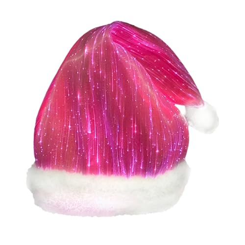 Hochzeit Party Zubehör LED-Weihnachtsmütze aus Faser: Glitzernde Weihnachtsmannmütze mit farbenfroher Lichtshow, festliche Kleidung für Partys und Feiern, perfekt für Kinder und (D, 43X29cm) von Fycakly