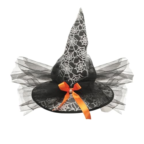 Indoor Halloween Dekorationen Halloween Hexenhut für Frauen Erwachsene Party Kostüm Zubehör Hexenkopfbedeckung Halloween Dekorationen Hexerei Cosplay Prop (A, 43X46cm) von Fycakly