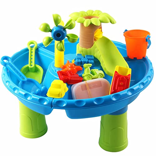Kinder Sand- Wassertische für Kleinkinder 1 3 Regenduschen Spritzteich Wassertisch für Kleinkinder im von 3 5 Sport Outdoor-Aktivität Sensorischer Tisch Sommer Strandspielzeug ( Sky Blue, One Size) von Fycakly