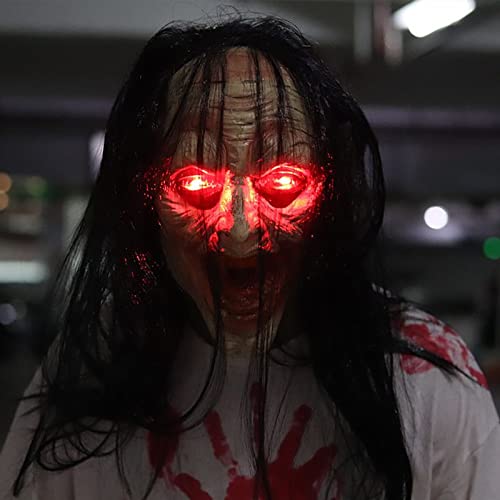 Masken für Halloween Augen Kopfbedeckung Scary Scary Mask Scary Face Bloody mit leuchtender Halloween-Maske (B, One Size) von Fycakly