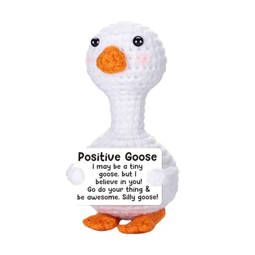 Mini Gans Positive Gehäkelte Tierbotschaft Vorschule College Abschluss für ihre Tochter Freundin Teenager Mädchen Geburtstag für Frauen Handarbeit Gehäkelt ​​ Plüschtier Dinosaurier ( White, 10cm) von Fycakly