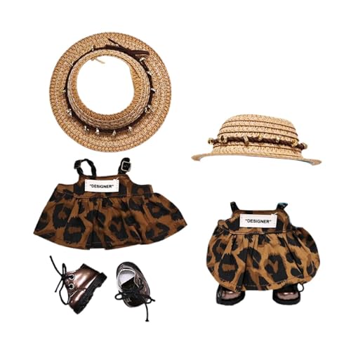 Modepuppenkleidung, Leopardenmuster, Kleid, Outfit für Mädchen ab 14 Jahren, weicher Stoff, Kostümzubehör, Spielidee für drinnen und draußen ​​ Kuscheltiere Baby Geschenk​​ ( A, One Size) von Fycakly