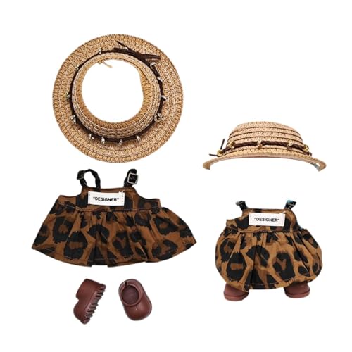 Modepuppenkleidung, Leopardenmuster, Kleid, Outfit für Mädchen ab 14 Jahren, weicher Stoff, Kostümzubehör, Spielidee für drinnen und draußen ​​ Kuscheltiere Baby Geschenk​​ ( B, One Size) von Fycakly