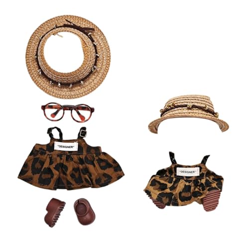 Modepuppenkleidung, Leopardenmuster, Kleid, Outfit für Mädchen ab 14 Jahren, weicher Stoff, Kostümzubehör, Spielidee für drinnen und draußen ​​ Kuscheltiere Baby Geschenk​​ ( C, One Size) von Fycakly
