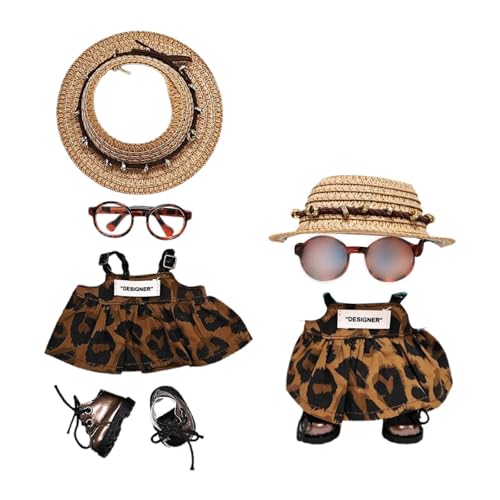 Modepuppenkleidung, Leopardenmuster, Kleid, Outfit für Mädchen ab 14 Jahren, weicher Stoff, Kostümzubehör, Spielidee für drinnen und draußen ​​ Kuscheltiere Baby Geschenk​​ ( D, One Size) von Fycakly