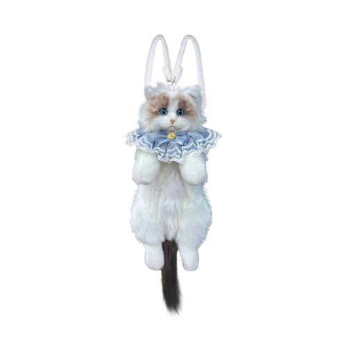 Realistischer Ragdoll-Katzen-Rucksack für Damen, Geldbörse, niedlich geformte handgefertigte Tasche, luxuriöser und süßer Tierrucksack ​​ Tragetaschen für Puppen​​ (B, One Size) von Fycakly