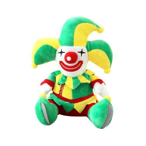 Weiche, plüschige Clownpuppe, dekoratives Clownmodell für die Innendekoration, Zirkusclownspielzeug, weiche Stofftierpuppe für Kindergeburtstagsfeierdekorationen Plüschtiere ( Green1, 13cmX28cm) von Fycakly