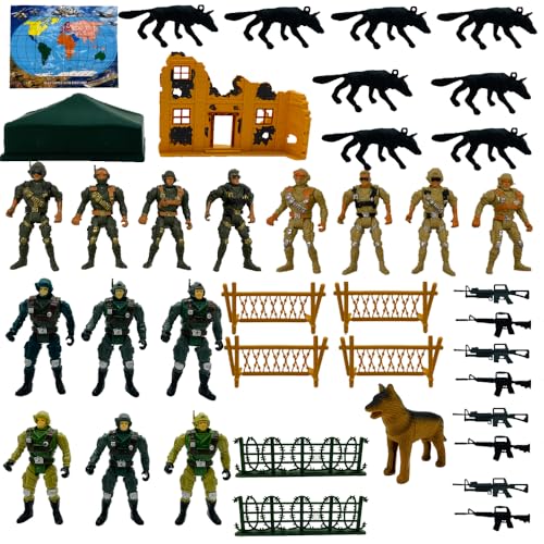 Fycooler 14 Stück Actionfiguren aus dem Zweiten Weltkrieg, Armee Soldaten Figuren Set , Spielzeug Militär Modell Spielesets mit Mehreren militärischen Waffenzubehör, Gastgeschenk-Set für Kinder von Fycooler