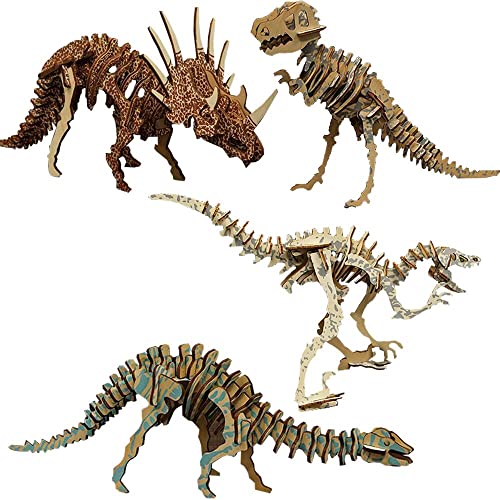 Fycooler Kinder 3D Holzpuzzle Dinosaurier Baukasten - Hölzerne 3D Puzzle Holzhandwerk Kinder Puzzle Spielzeug Dino Holzpuzzle Dinosaurier DIY Geschenk-Diplodocus/Tyrannosaurus/Triceratops etc. 4Sätze Fycooler Kinder 3D Holzpuzzle Dinosaurier Baukasten - Hölzerne 3D Puzzle Holzhandwerk Kinder Puzzle Spielzeug Dino Holzpuzzle Dinosaurier DIY Geschenk-Diplodocus/Tyrannosaurus/Triceratops etc. 4Sätze von Fycooler