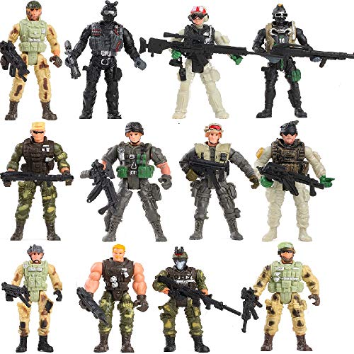 Fycooler Special Forces Armee Männer Kampf SWAT Soldat Actionfiguren Spielzeugsoldaten mit Militärwaffen abnehmbar und Zubehör Arm Beine Körper verstellbar Kinder Best Toys Actionfiguren (10cm) von Fycooler