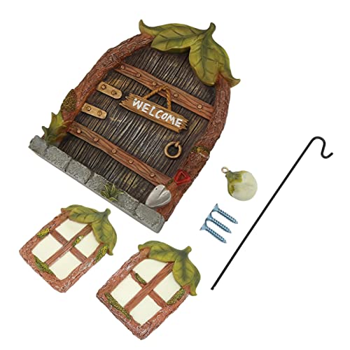 Fydun Miniatur-Fenstertür-Set, Retro-Feengartenhaus-Dekorationsset mit Anhängerschrauben für Baumgesichtsdekoration Im Freien für Familien Fydun Miniatur-Fenstertür-Set, Retro-Feengartenhaus-Dekorationsset mit Anhängerschrauben für Baumgesichtsdekoration Im Freien für Familien von Fydun