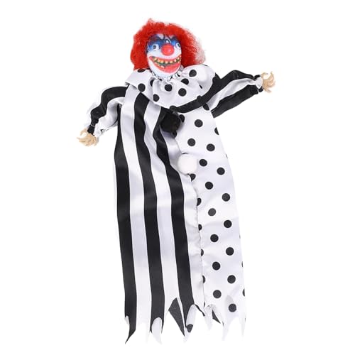 Lustige Clown-Puppe, Halloween-gruselige Dekorationspuppe, Puppen zum Aufhängen, Ornament für Horror-Themen-Aktivitäten, Requisiten, Schwarz (25 x 15 cm) von Fydun