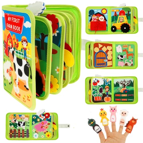Busy Board Ab 1 Jahr 20×24×6cm Activity Buch Activity Book Quiet Book 3D Bauernhof Filzbuch Spielzeug für die Frühe Bildung Busy Book Geeignet für Ab 1 2 3 4 5 Jahr Jungen und Mädchen (Bauernhof) von Fyeme