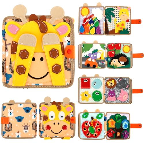 Busy Board Ab 1 Jahr 20×24×6cm Activity Buch Activity Book Quiet Book 3D Bauernhof Filzbuch Spielzeug für die Frühe Bildung Busy Book Geeignet für Ab 1 2 3 4 5 Jahr Jungen und Mädchen (Kitz) von Fyeme